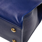 Saint Laurent YSL Logo Petit Cabas 2-Way Shoulder Bag Blue Leather — view 6