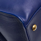 Saint Laurent YSL Logo Petit Cabas 2-Way Shoulder Bag Blue Leather — view 4