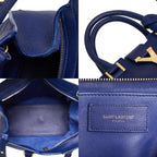 Saint Laurent YSL Logo Petit Cabas 2-Way Shoulder Bag Blue Leather — view 9