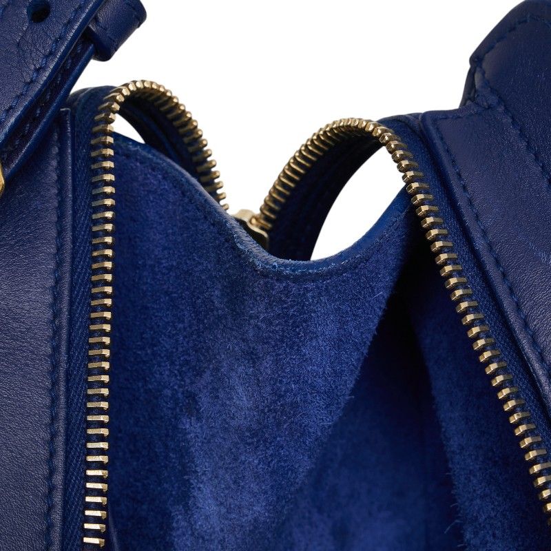 Saint Laurent YSL Logo Petit Cabas 2-Way Shoulder Bag Blue Leather — view 8