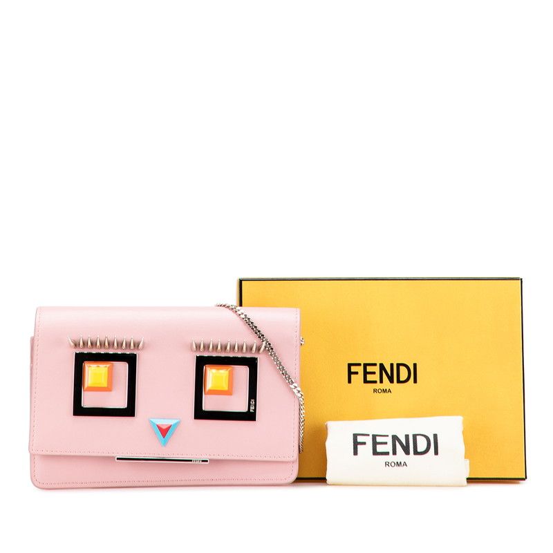Fendi Hypnotize Chain Shoulder Bag Wallet Pink Multicolor Leather — view 9