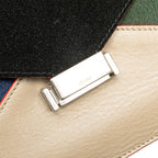 Celine Diamond Clutch Trico Color Shoulder Bag Black Beige Green Leather Calf — view 4
