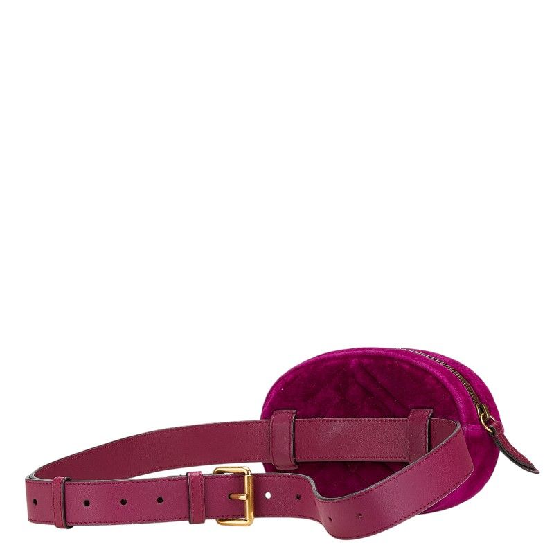 Gucci GG Marmont Quilted Belt Bag Purple Velour Leather — view 2