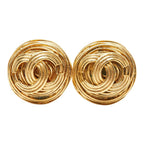 Chanel CC Logo Vintage Earrings Gold Plated — view 2