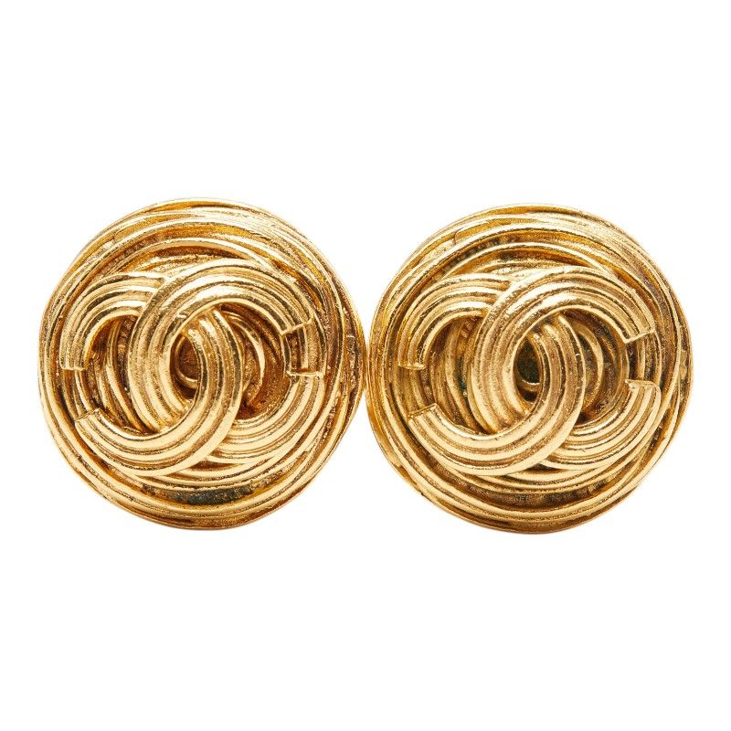 Chanel CC Logo Vintage Earrings Gold Plated — view 2