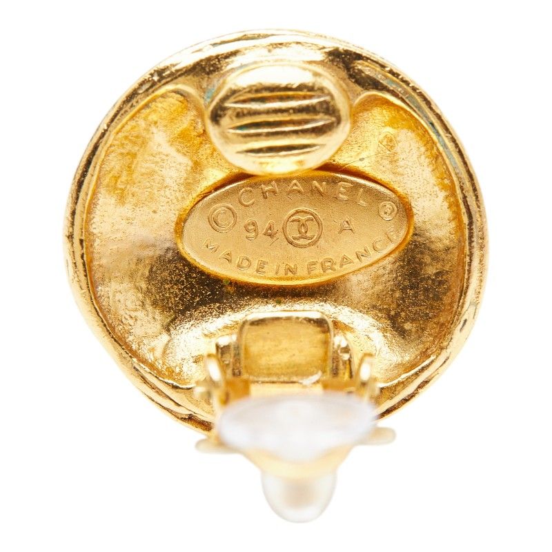 Chanel CC Logo Vintage Earrings Gold Plated — view 4