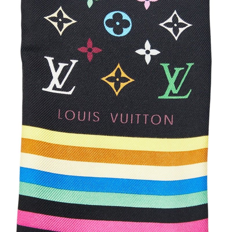 Louis Vuitton Monogram Multicolor Scarf Bandeau Black Silk — view 2