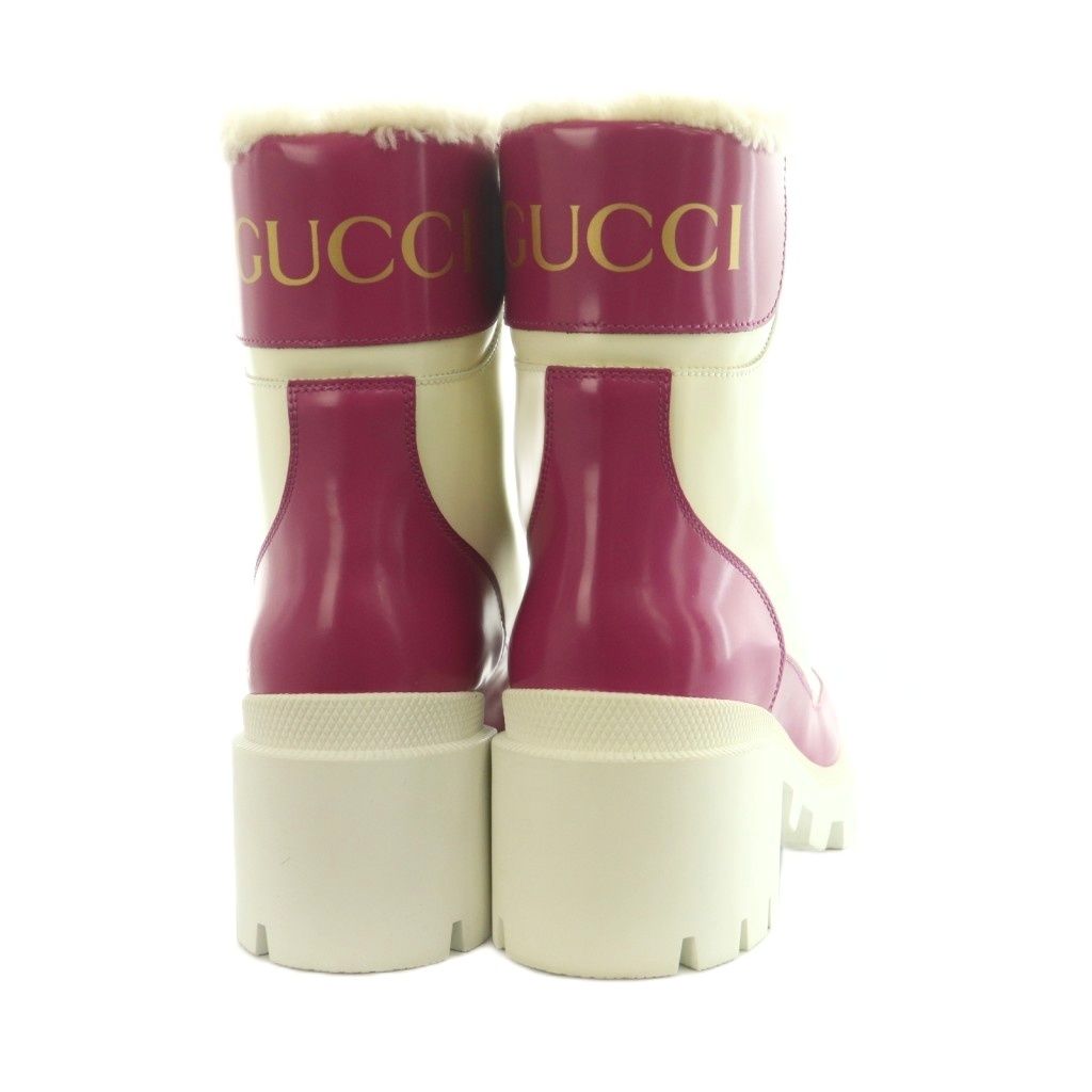 Gucci Magnum Short Boots Thick Sole 36 Ivory Magenta Pink — view 3