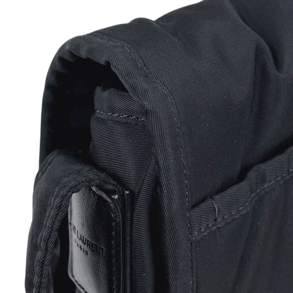 Saint Laurent Yves Logo Shoulder Bag Nylon Black — view 9