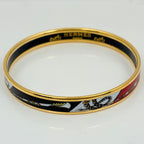 Hermes Enamel PM Bracelet Cloisonne Bangle Black Red — view 2