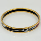 Hermes Enamel PM Bracelet Cloisonne Bangle Black Red — view 3