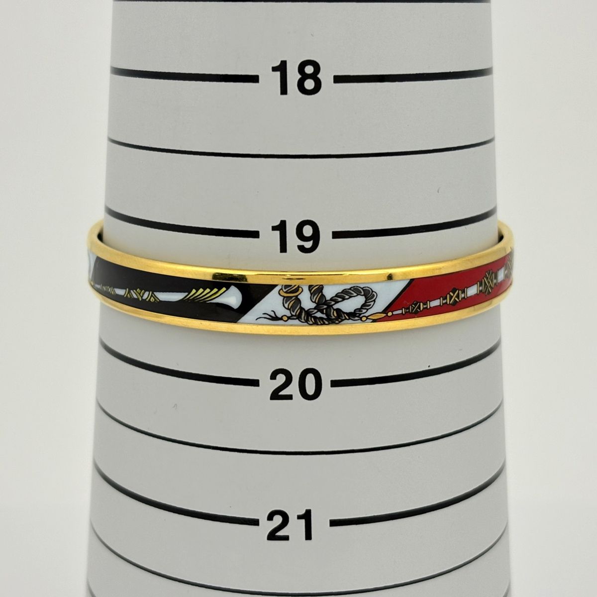 Hermes Enamel PM Bracelet Cloisonne Bangle Black Red — view 5