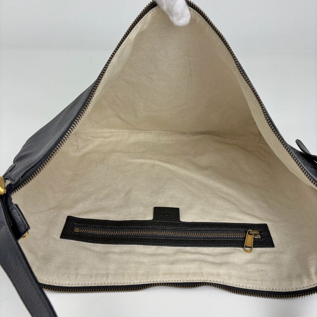 Gucci Half Moon Hobo Shoulder Bag Leather Black — view 5