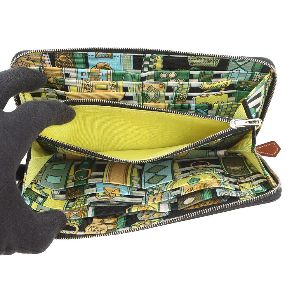 Hermes Wallet Azap Long Silk in Black Silver Epsom — view 4