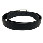 Gucci Belt GG Supreme Black Gray Silver Reversible Square Buckle Leather — view 2