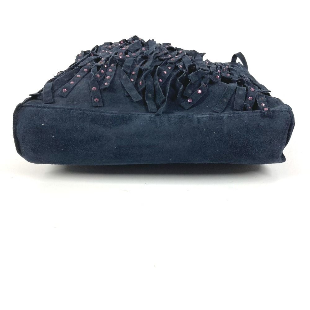 Chanel Handbag Fringe Tassel CC Logo Rhinestone Nubuck Navy — view 5