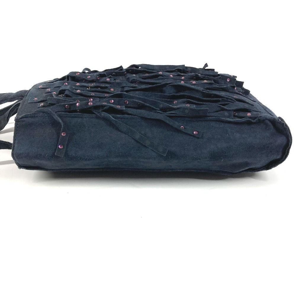 Chanel Handbag Fringe Tassel CC Logo Rhinestone Nubuck Navy — view 4