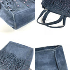 Chanel Handbag Fringe Tassel CC Logo Rhinestone Nubuck Navy — view 7