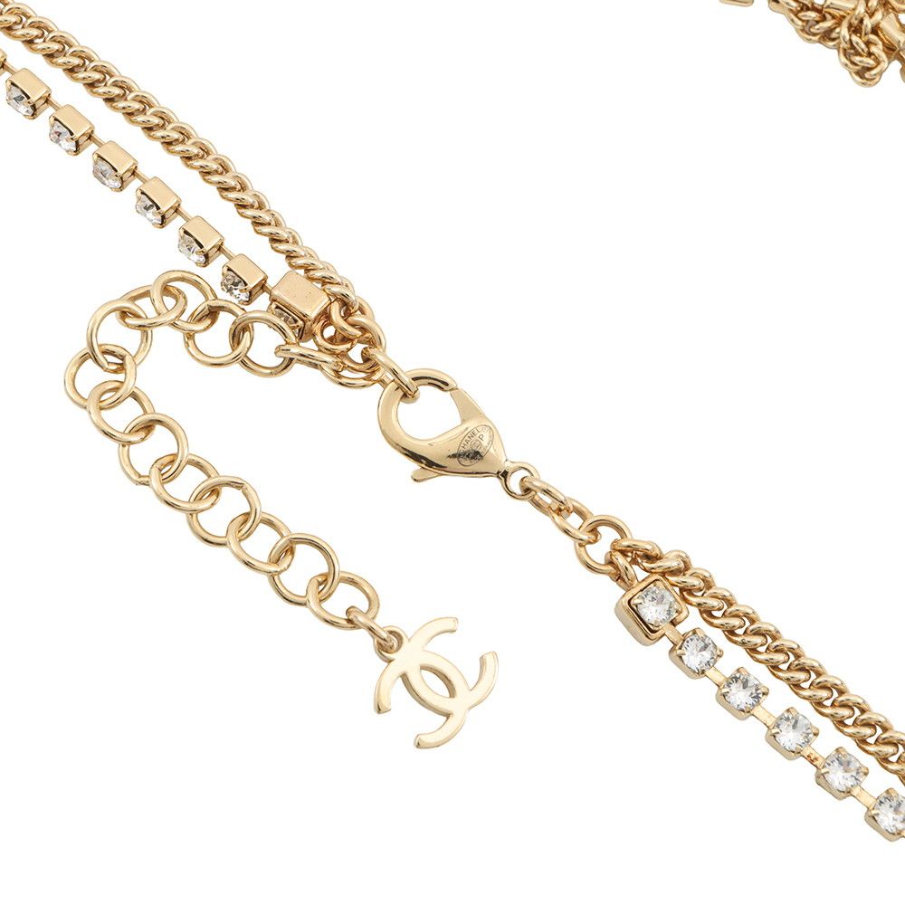 Chanel Necklace CC Logo Stone Crush Rhinestone Faux Pearl — view 5