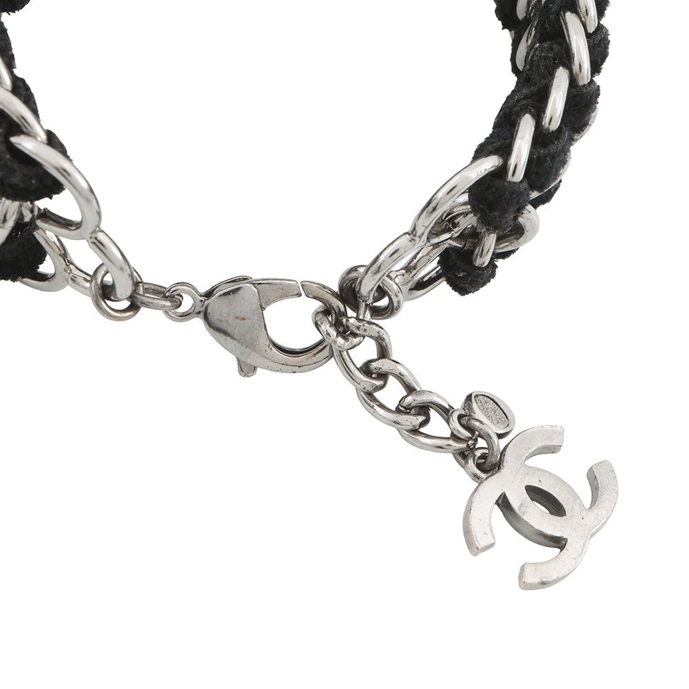 Chanel Bracelet CC Logo Velvet Rhinestone Faux Pearl — view 5