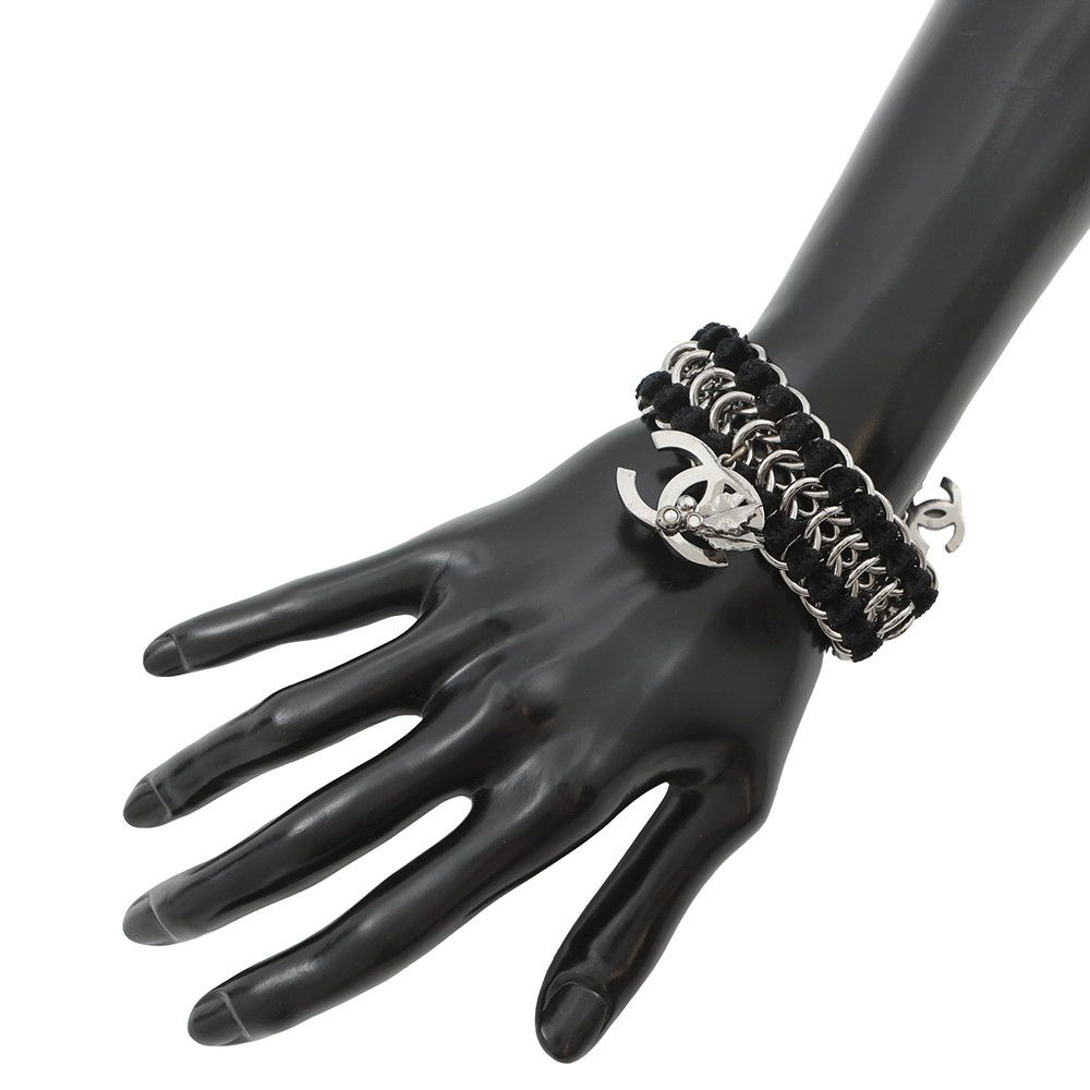Chanel Bracelet CC Logo Velvet Rhinestone Faux Pearl — view 4