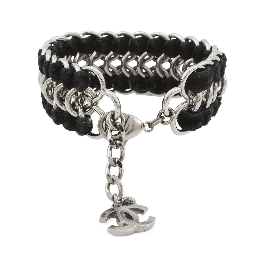 Chanel Bracelet CC Logo Velvet Rhinestone Faux Pearl — view 3