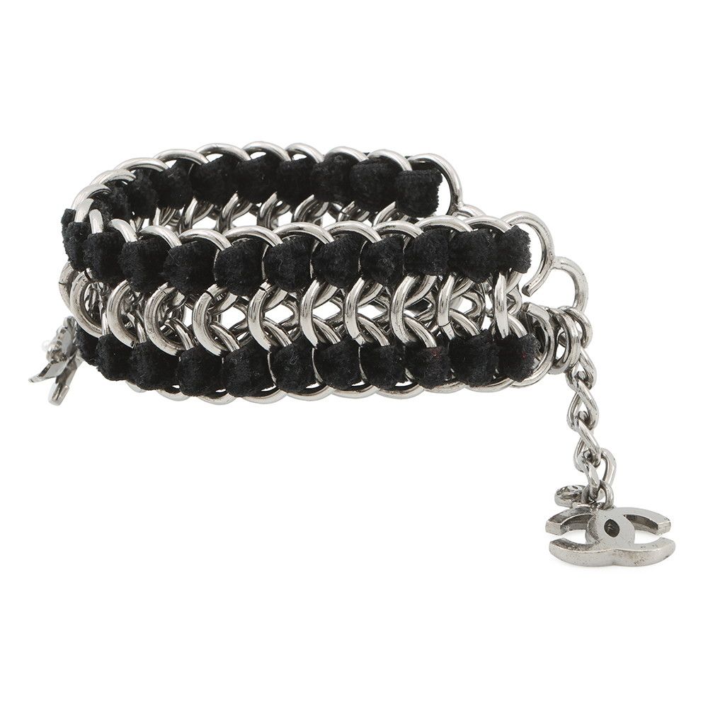 Chanel Bracelet CC Logo Velvet Rhinestone Faux Pearl — view 2