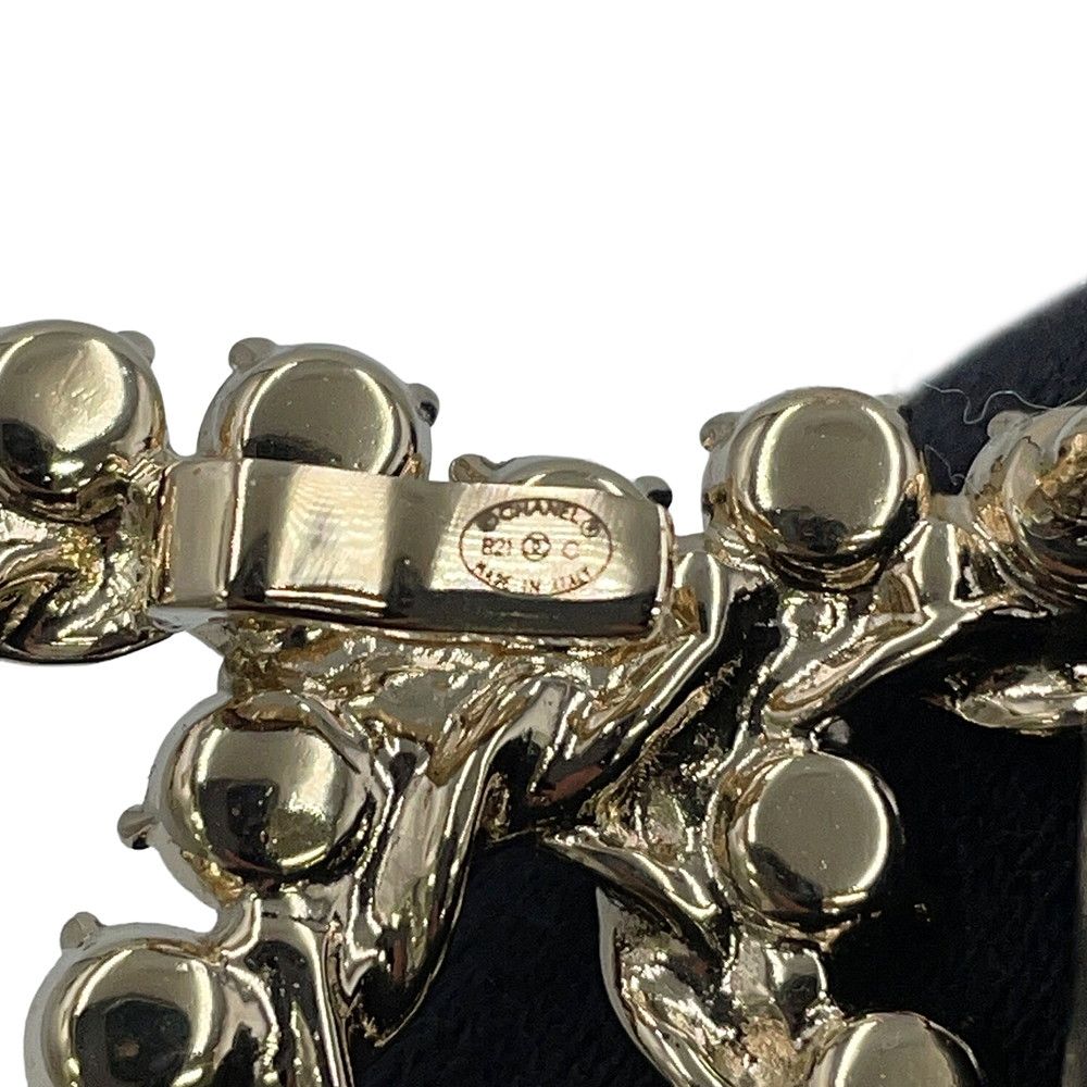 Chanel Belt CC Logo Rhinestone Leather 75 Black — view 9