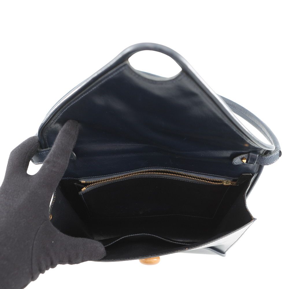 Hermes Shoulder Bag Wood Navy Gold Box Calf — view 6