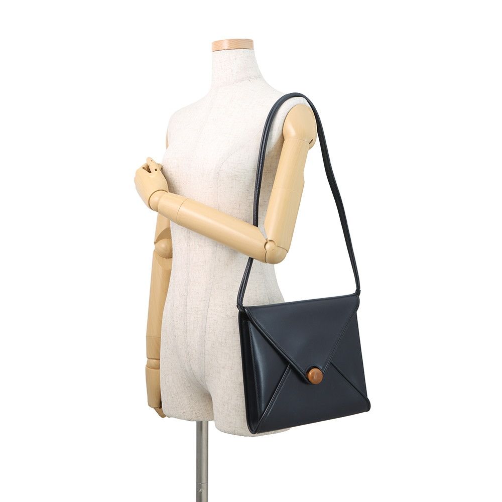 Hermes Shoulder Bag Wood Navy Gold Box Calf — view 4