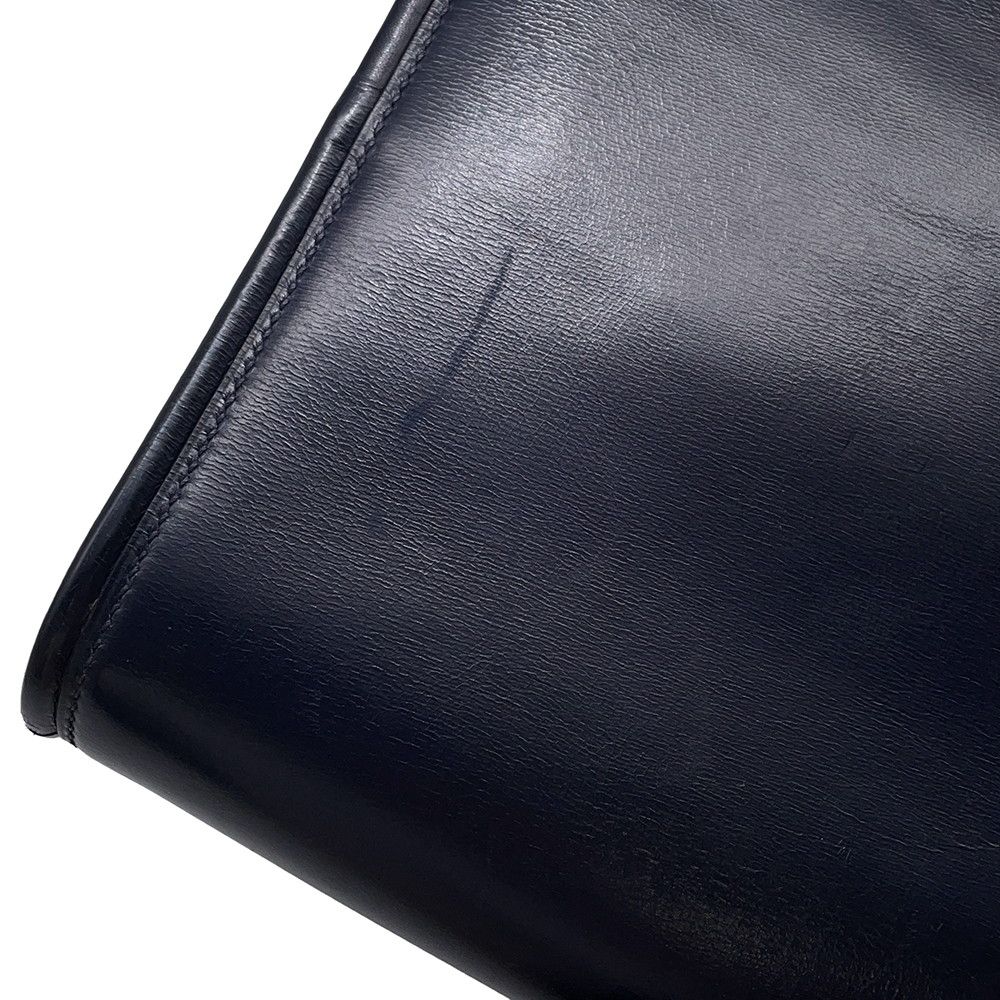 Hermes Shoulder Bag Wood Navy Gold Box Calf — view 8