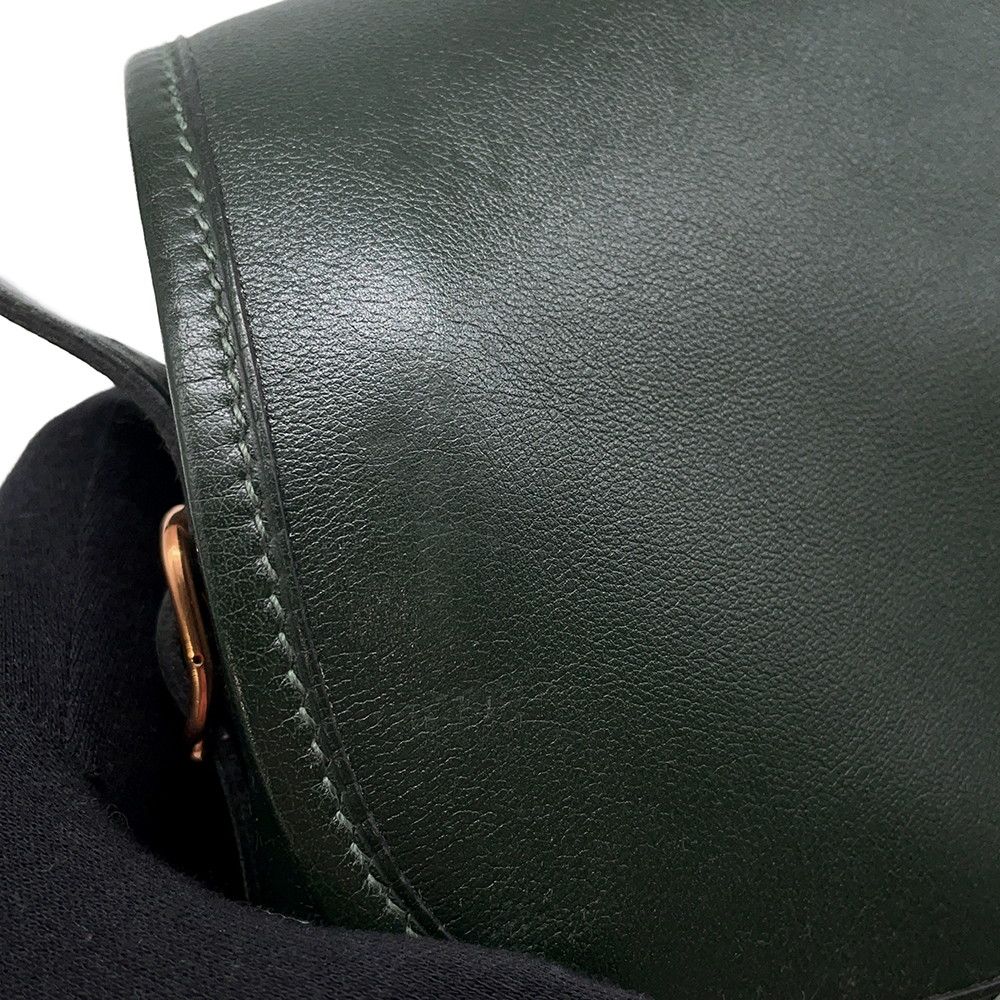 Hermes Shoulder Bag Duffle Green Gold Box Calf — view 8