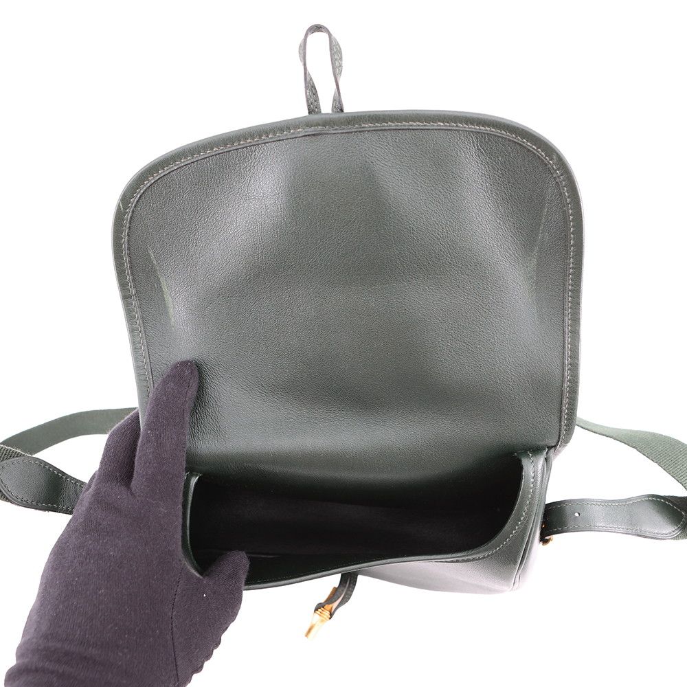 Hermes Shoulder Bag Duffle Green Gold Box Calf — view 5