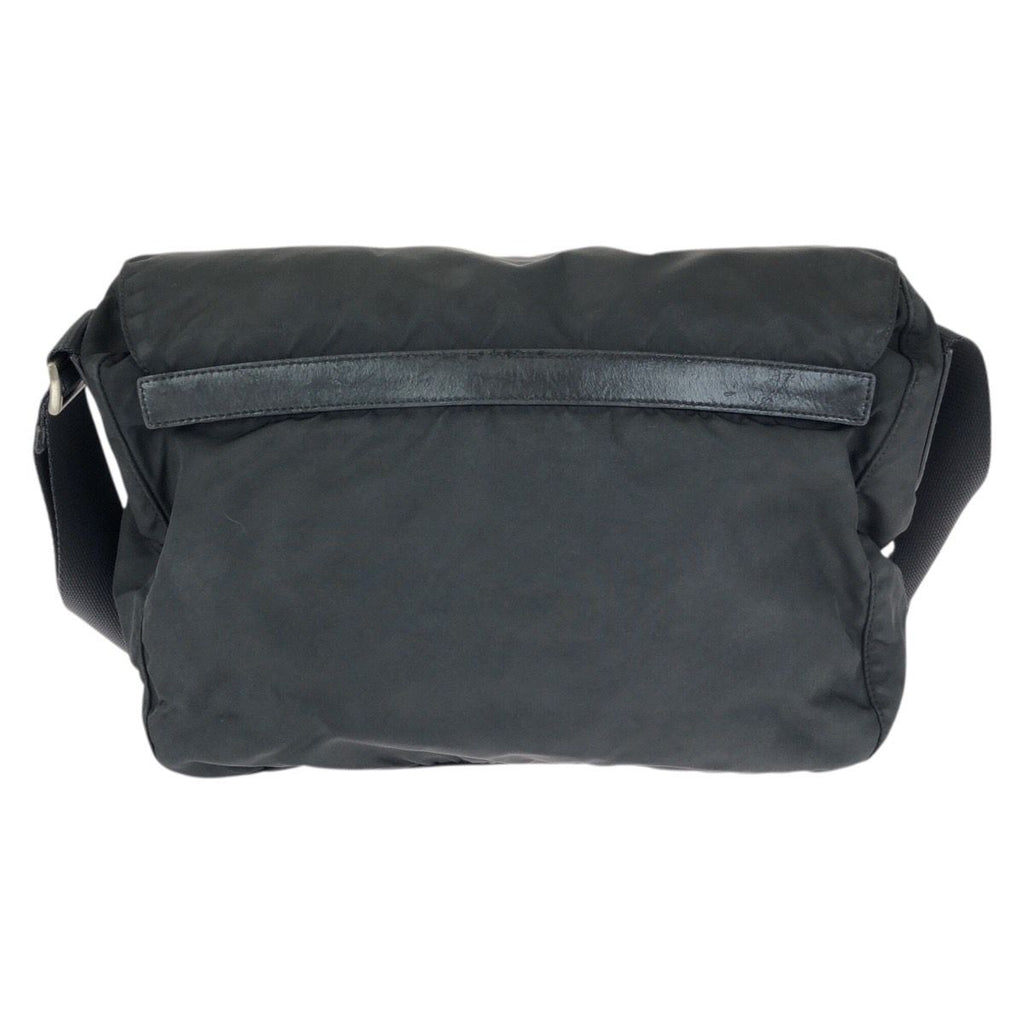 Prada Tessuto Black Silver Nylon Leather Shoulder Bag — view 2