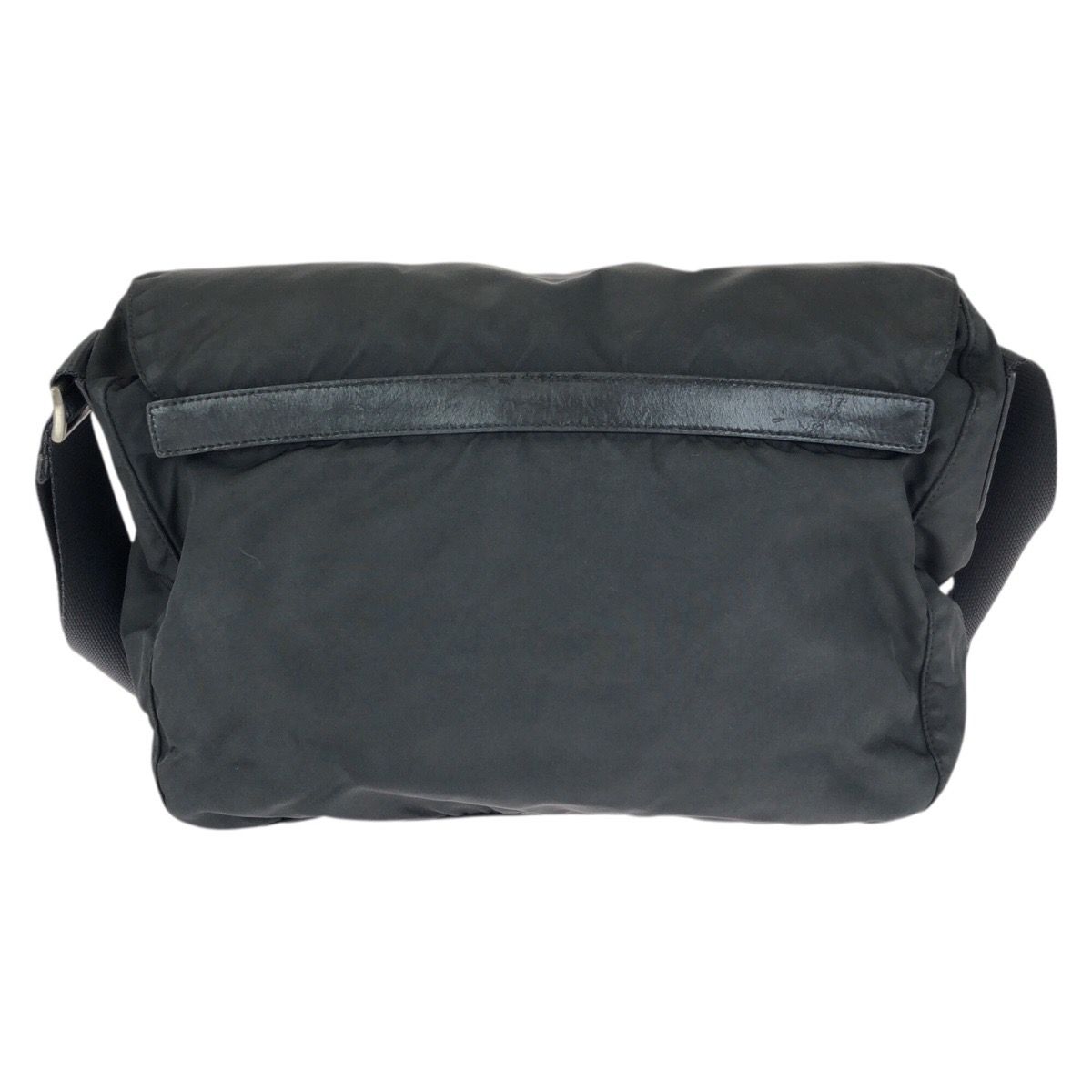 Prada Tessuto Black Silver Nylon Leather Shoulder Bag — view 2
