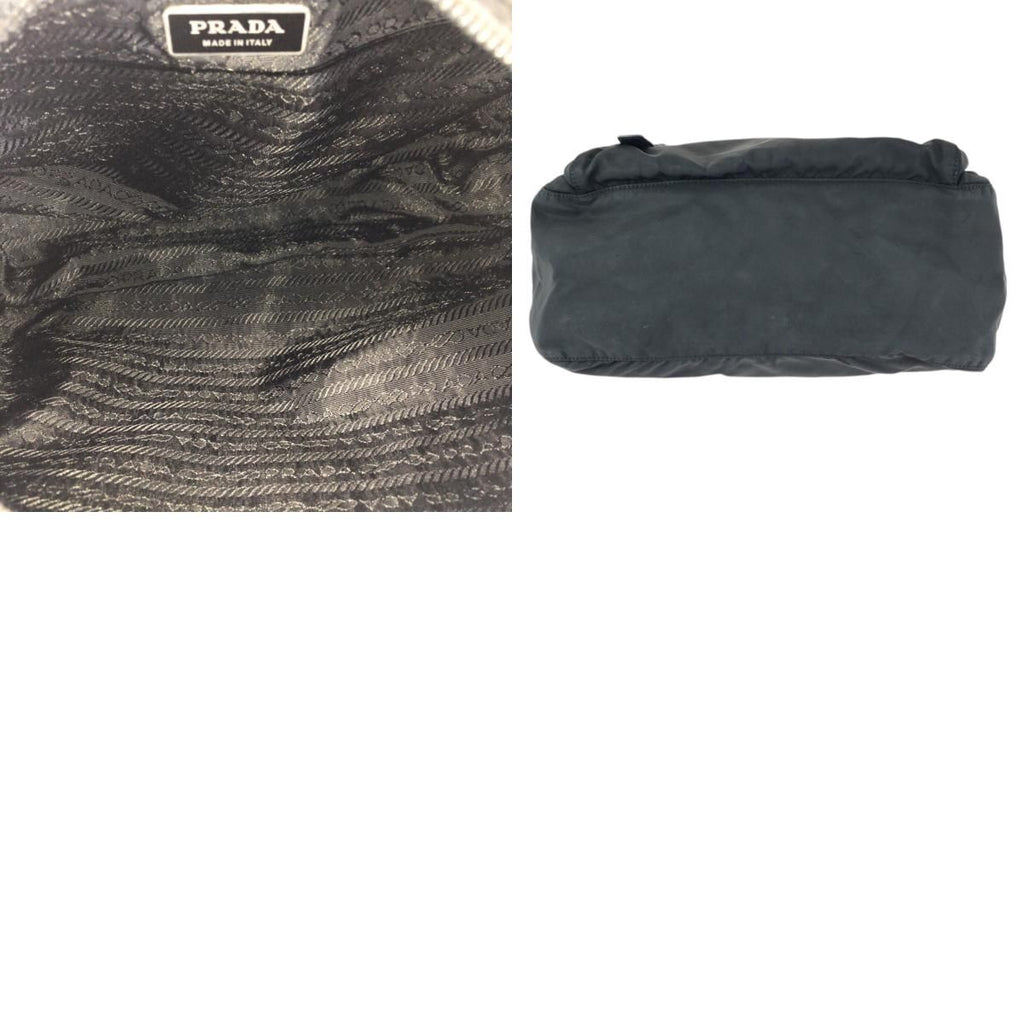 Prada Tessuto Black Silver Nylon Leather Shoulder Bag — view 9