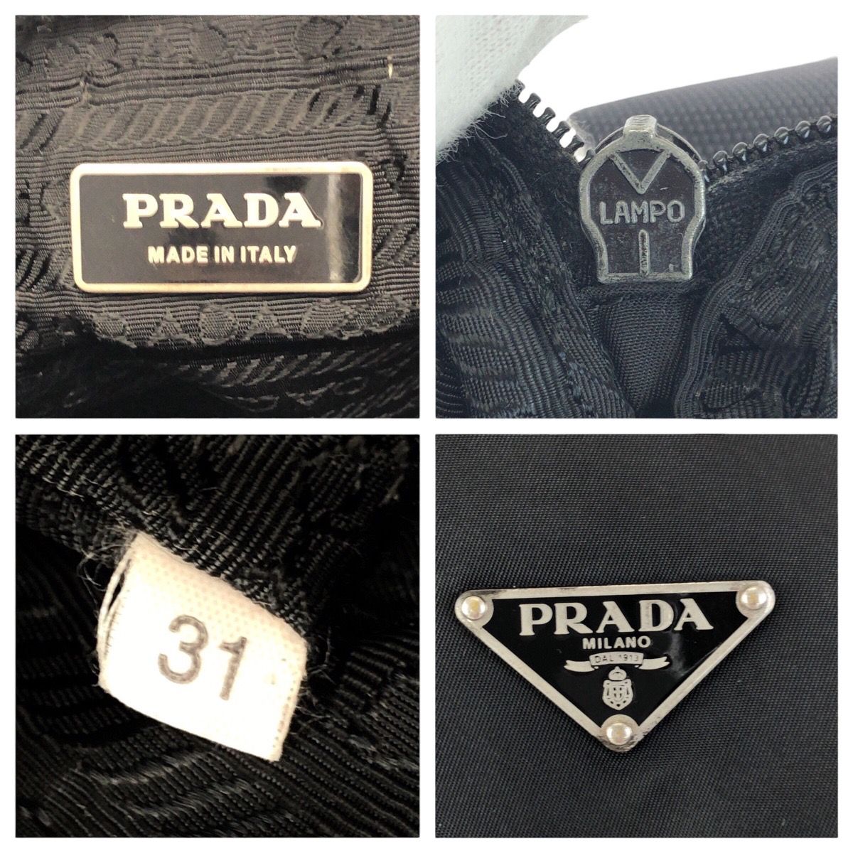 Prada Tessuto Black Silver Nylon Leather Shoulder Bag — view 4