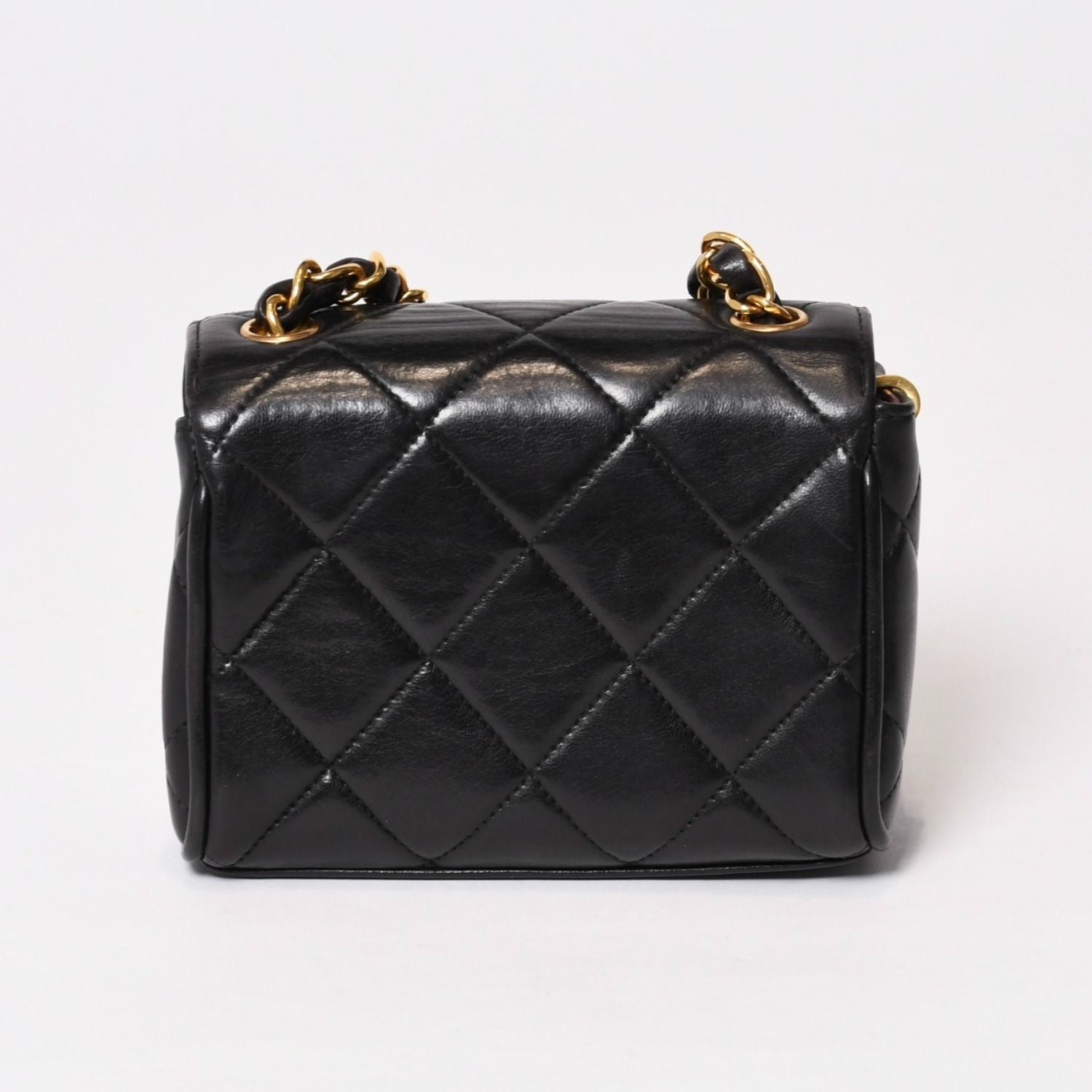 Chanel Mini Quilted S Flap S Chain Shoulder Bag CC Logo Lambskin Gold — view 2