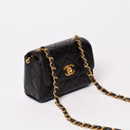 Chanel Mini Quilted S Flap S Chain Shoulder Bag CC Logo Lambskin Gold — view 3