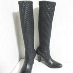 Bottega Veneta Intrecciato Long Boots 38.5 Black — view 7