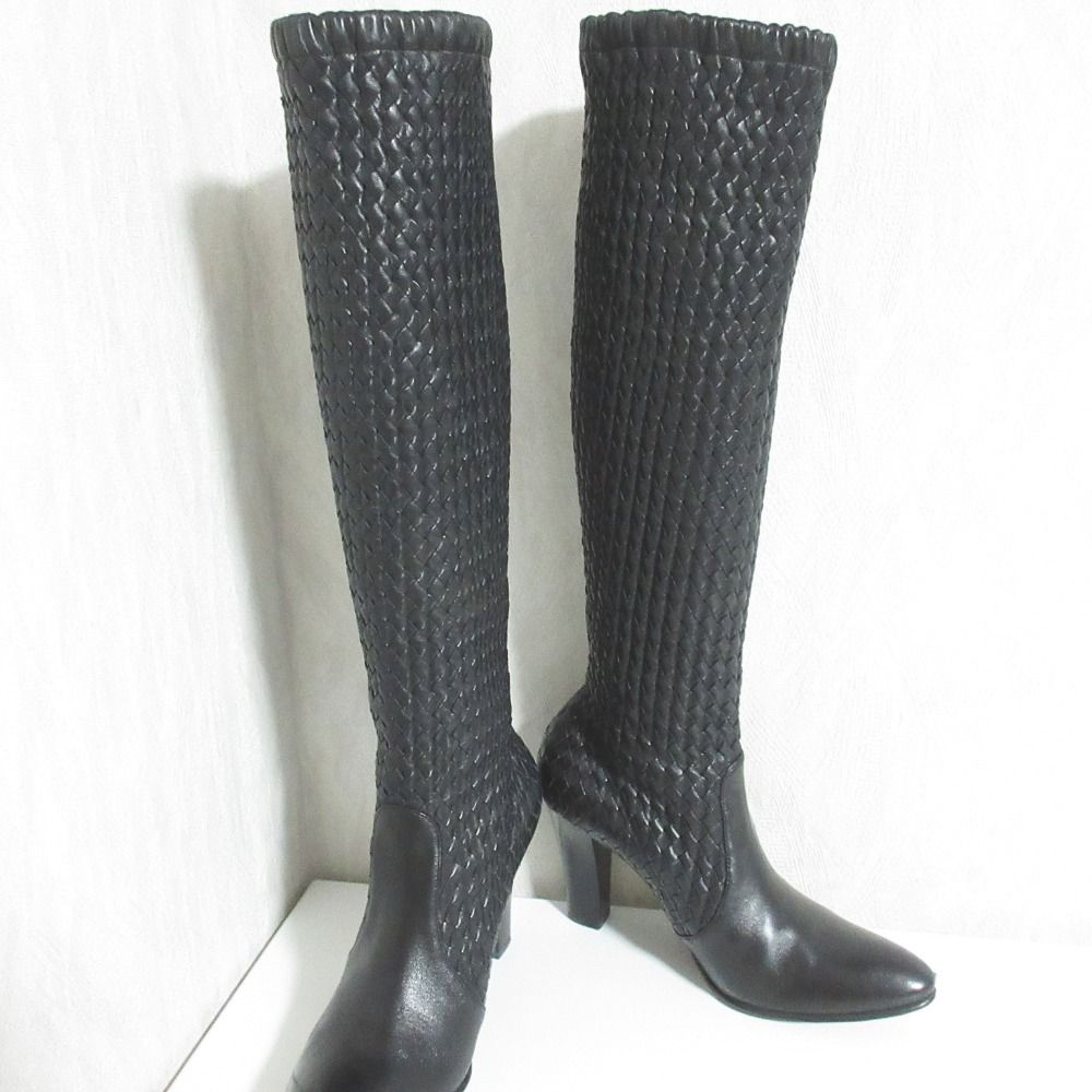 Bottega Veneta Intrecciato Long Boots 38.5 Black — view 7