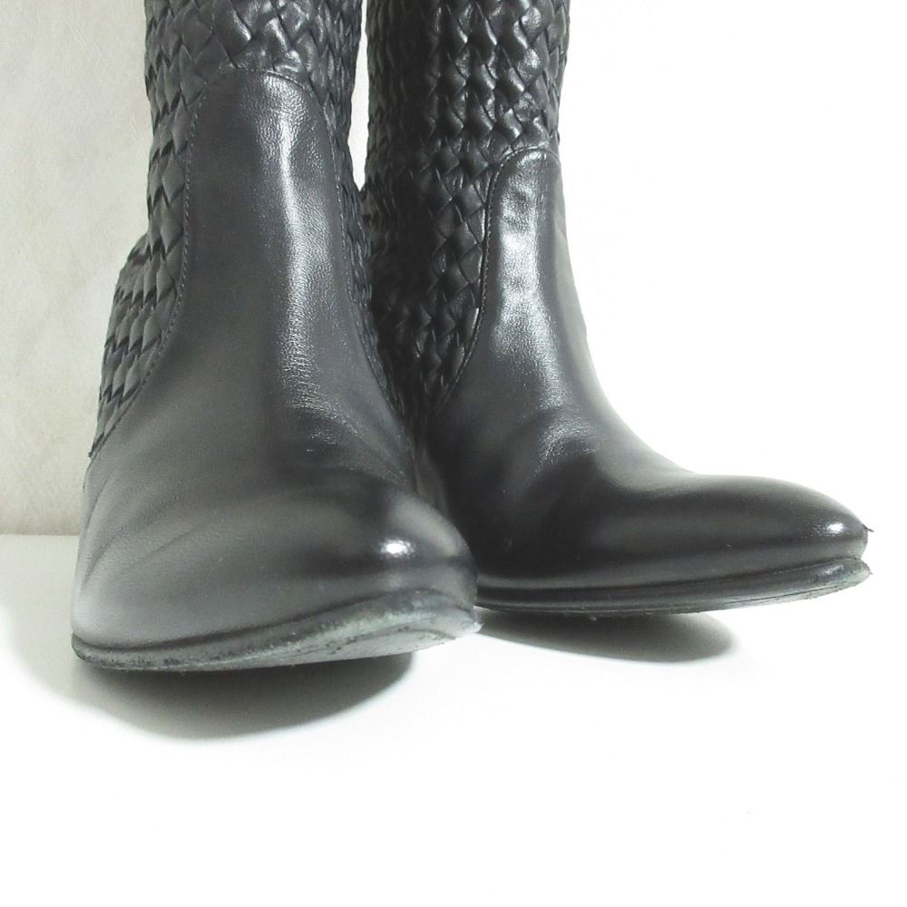 Bottega Veneta Intrecciato Long Boots 38.5 Black — view 2