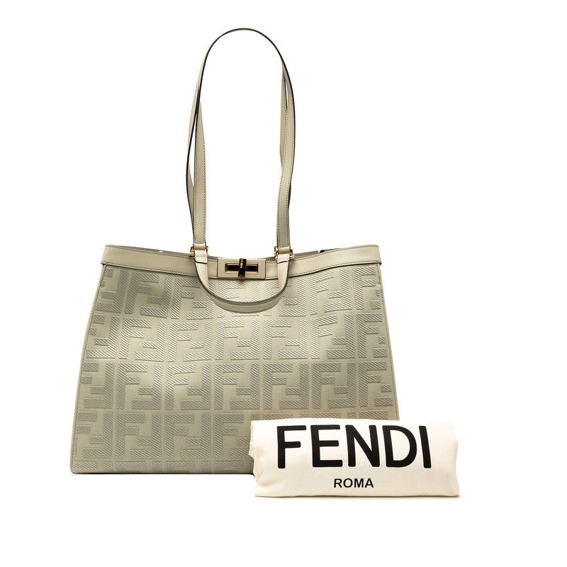 Fendi Zucca Ext Tote Shoulder Bag Green Tea Canvas Leather — view 7
