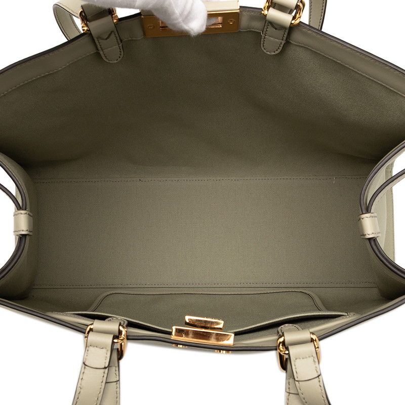 Fendi Zucca Ext Tote Shoulder Bag Green Tea Canvas Leather — view 4