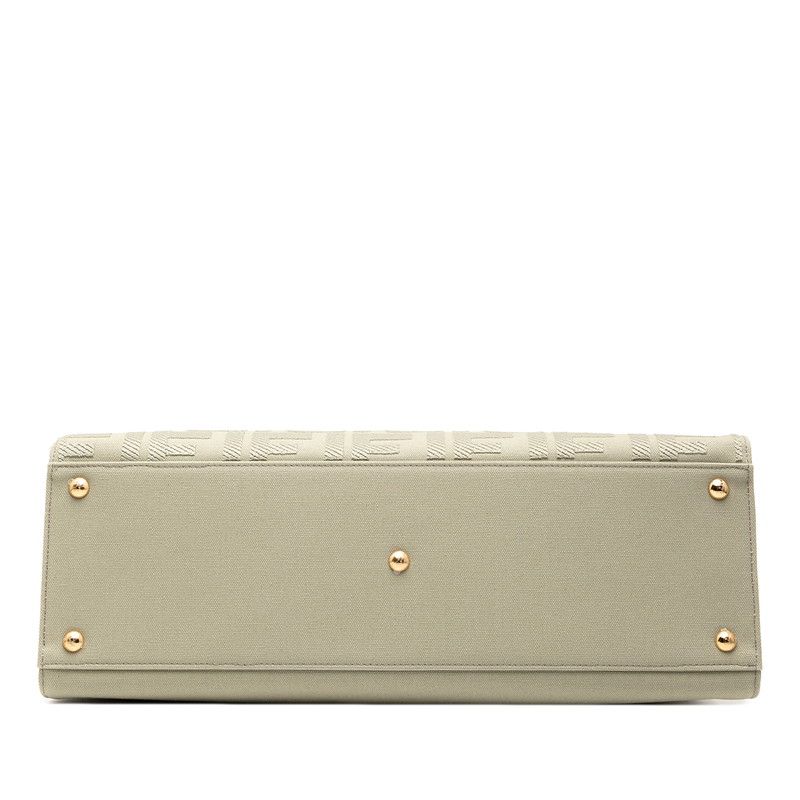 Fendi Zucca Ext Tote Shoulder Bag Green Tea Canvas Leather — view 3