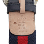 Gucci Belt 30 Navy Red Canvas Leather — view 5