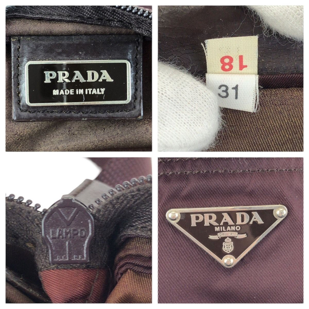 Prada Tessuto Wine Red Orange Silver Nylon Shoulder Bag — view 4