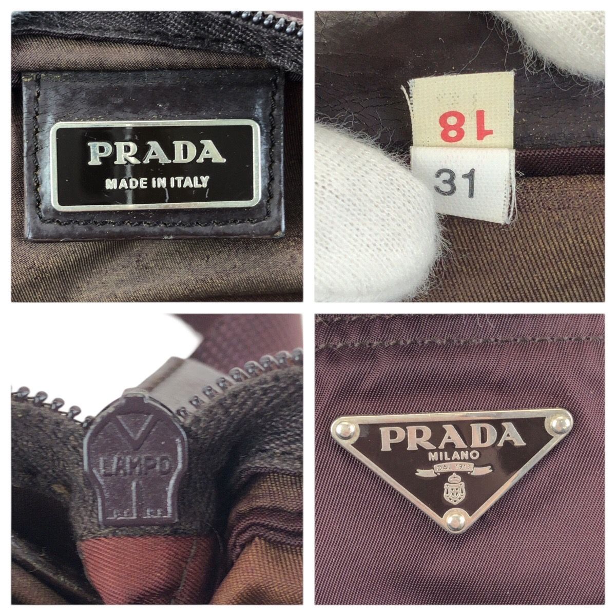 Prada Tessuto Wine Red Orange Silver Nylon Shoulder Bag — view 4
