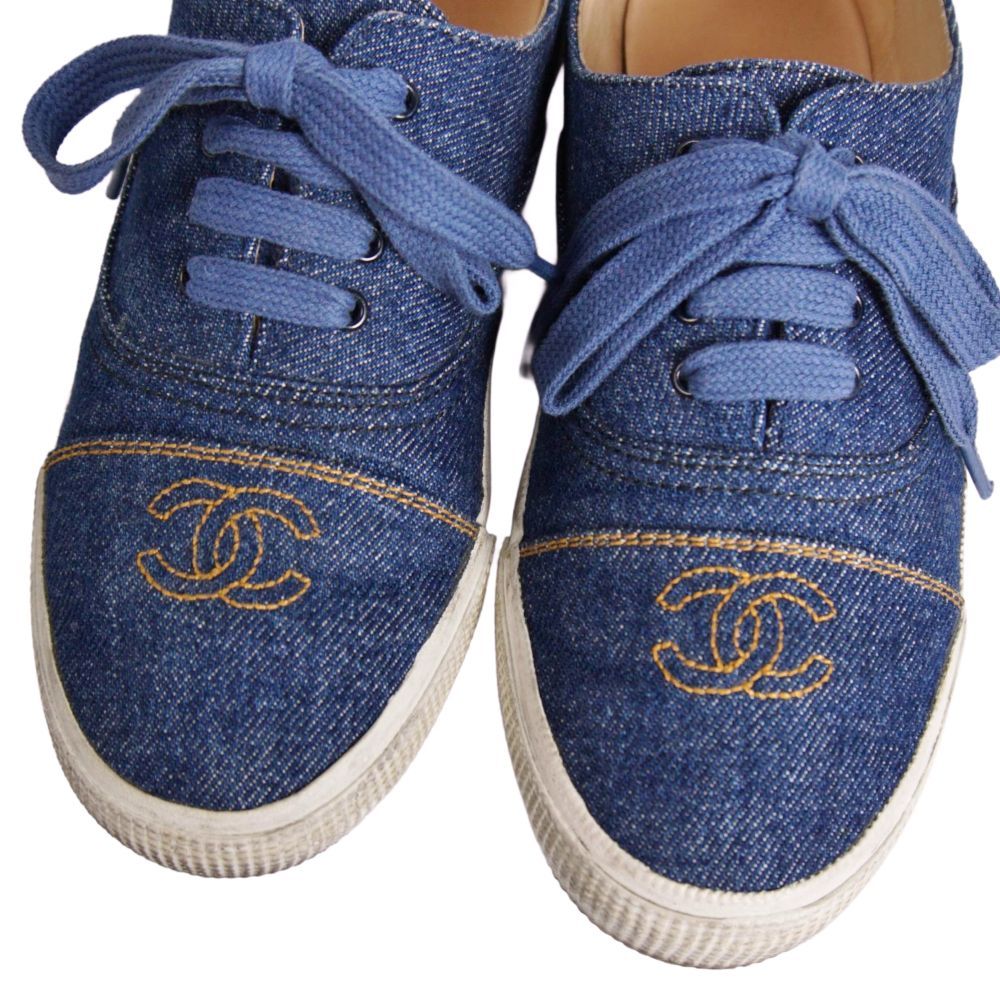 Chanel Vintage Sneakers Low Cut Denim Cocoma — view 3