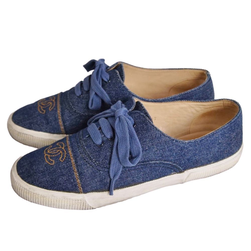 Chanel Vintage Sneakers Low Cut Denim Cocoma — view 2